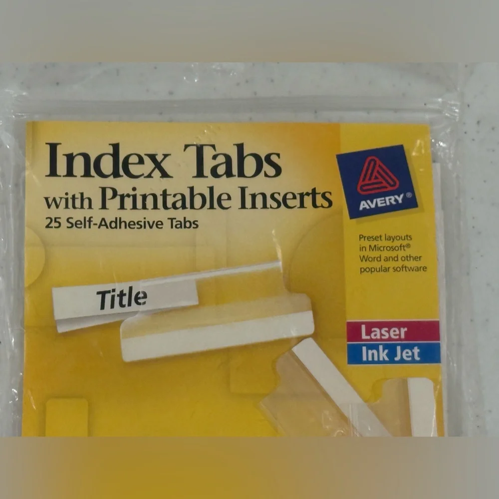 NEW Avery White Index Tabs Bundle with Printable Inserts ~ 2 Packs Included